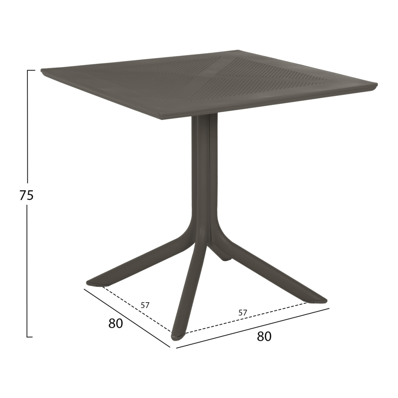 OUTDOOR POLYPROPYLENE SQUARE TABLE LUNAR HM5930.15 DARK OLIVE 80x80x75Hcm. [2]