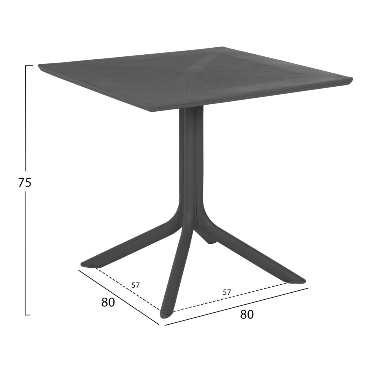 OUTDOOR POLYPROPYLENE SQUARE TABLE LUNAR HM5930.20 GREY 80x80x75Hcm. [2]