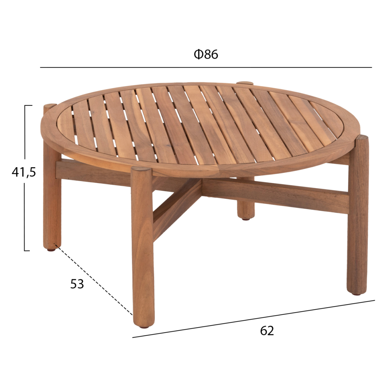 OUTDOOR ROUND COFFEE TABLE SANJI HM6228 ACACIA WOOD IN NATURAL COLOR Φ86x41,5Hcm [2]