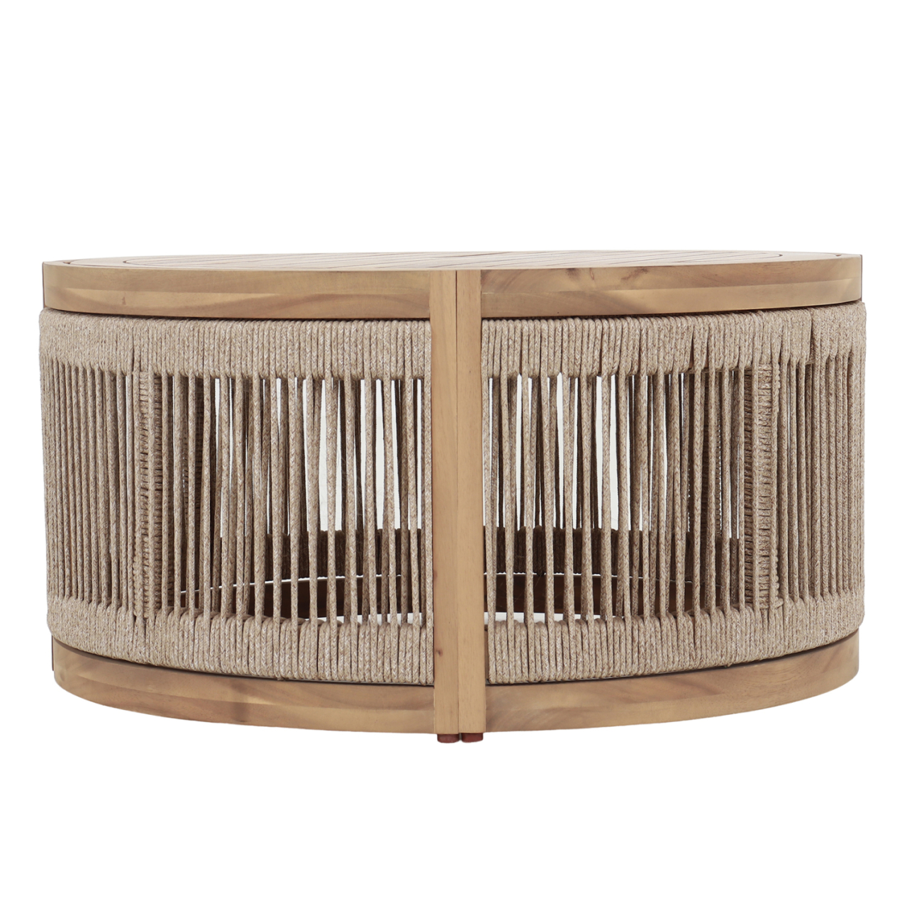 OUTDOOR ROUND COFFEE TABLE SERIES MORMONT HM6262.01 ACACIA WOOD IN NATURAL-BEIGE ROPE Φ60x40Hcm [3]