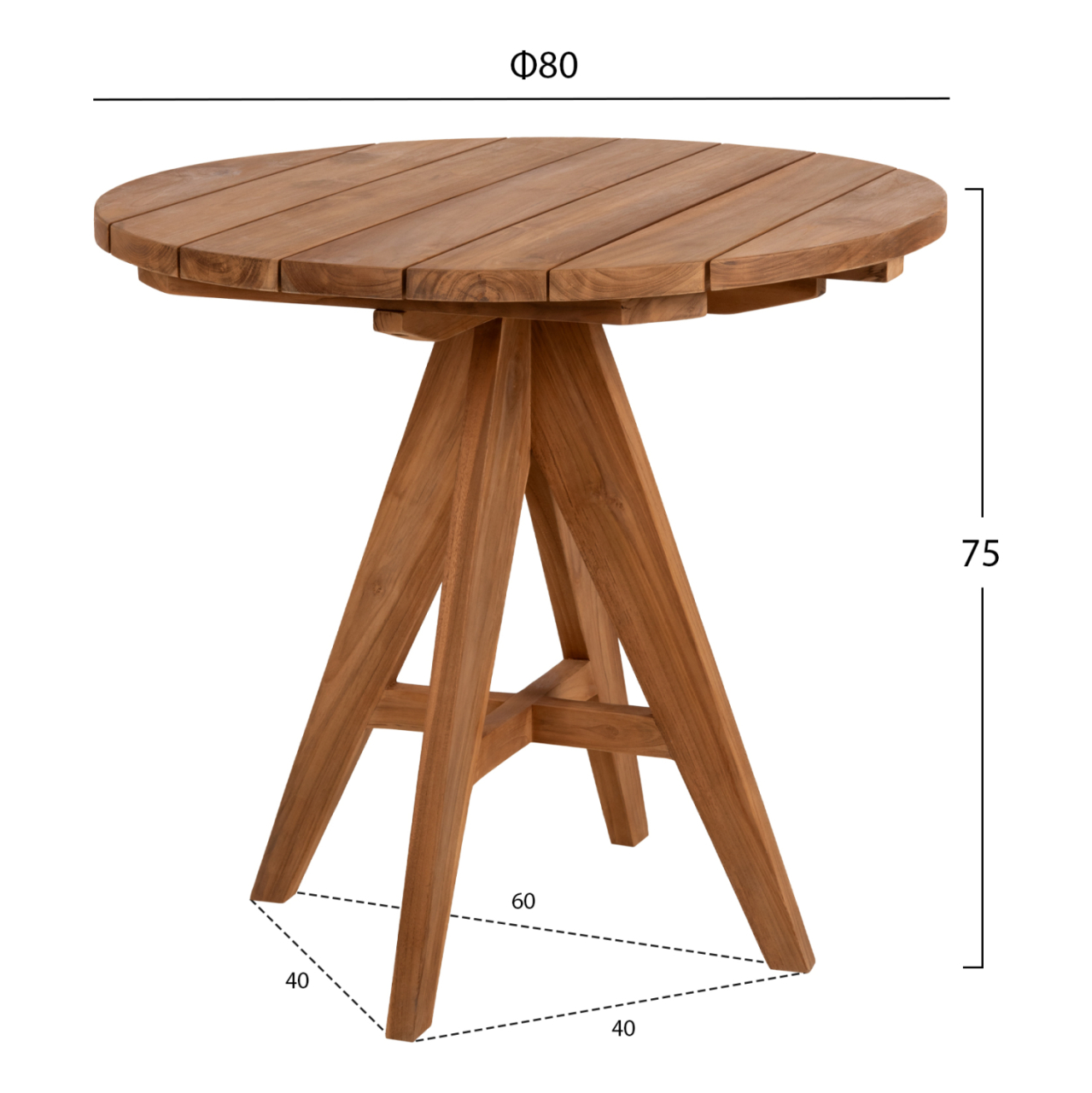 OUTDOOR ROUND TABLE LEO HM9623.11 TEAK WOOD 80x80x75Hcm. [2]