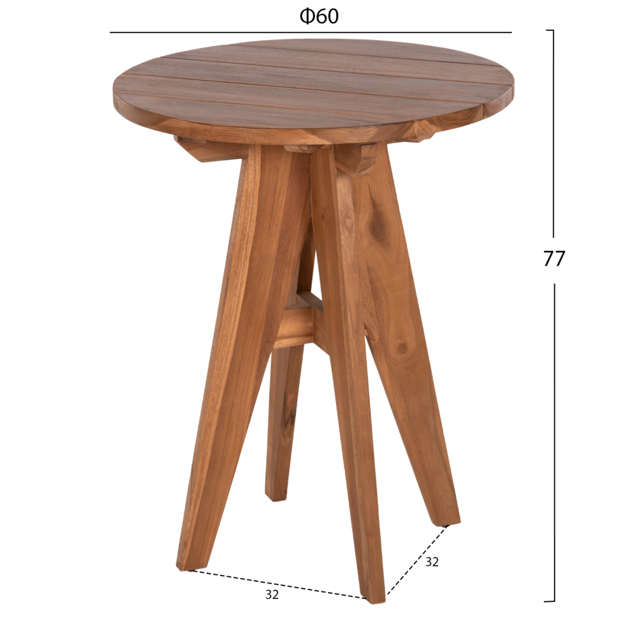 OUTDOOR ROUND TABLE LEO HM9859.11 SOLID TEAK WOOD IN NATURAL Φ60x75Hcm. [2]