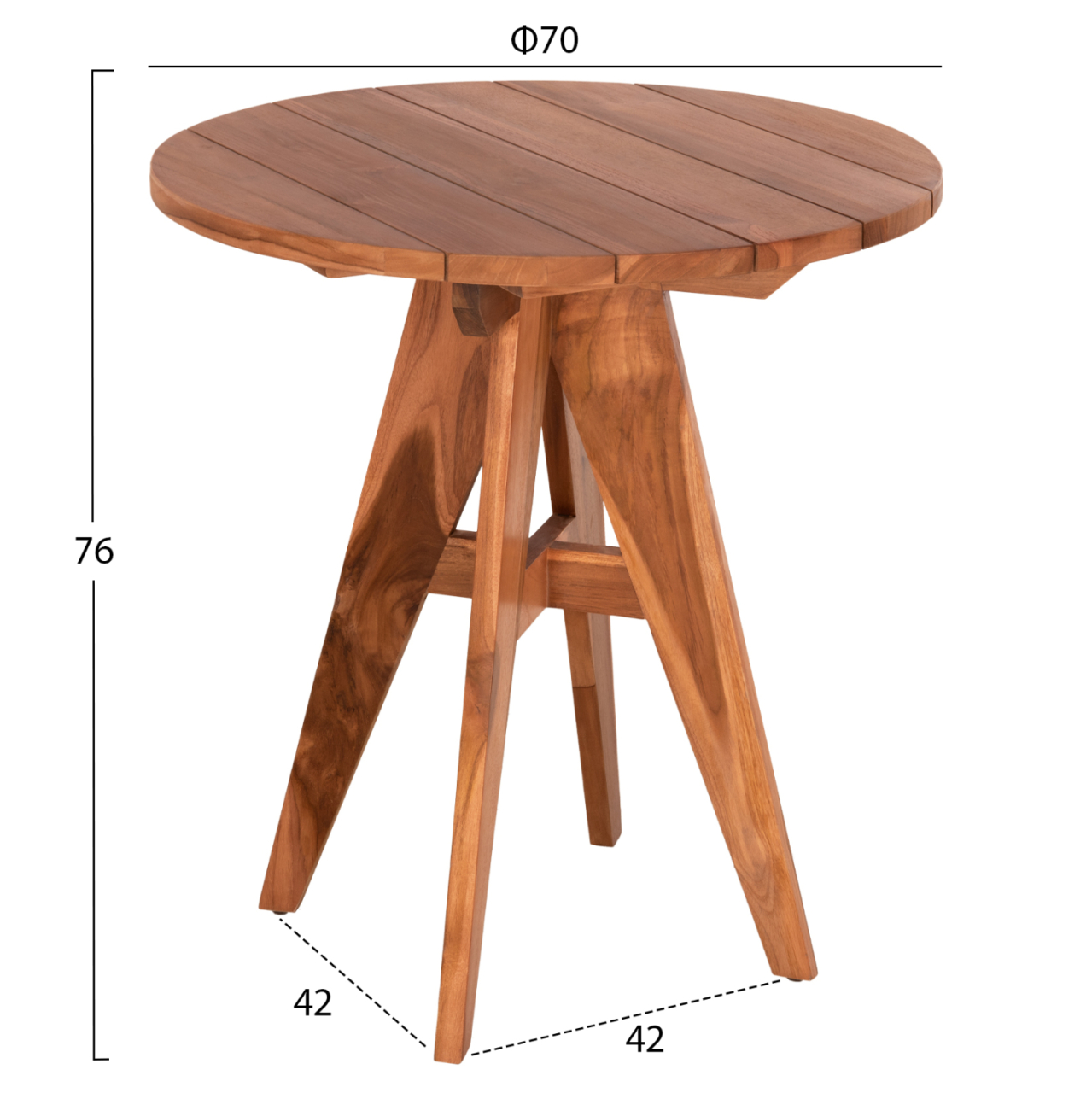 OUTDOOR ROUND TABLE LEO HM9917 SOLID TEAK WOOD IN NATURAL Φ70x75Hcm. [2]