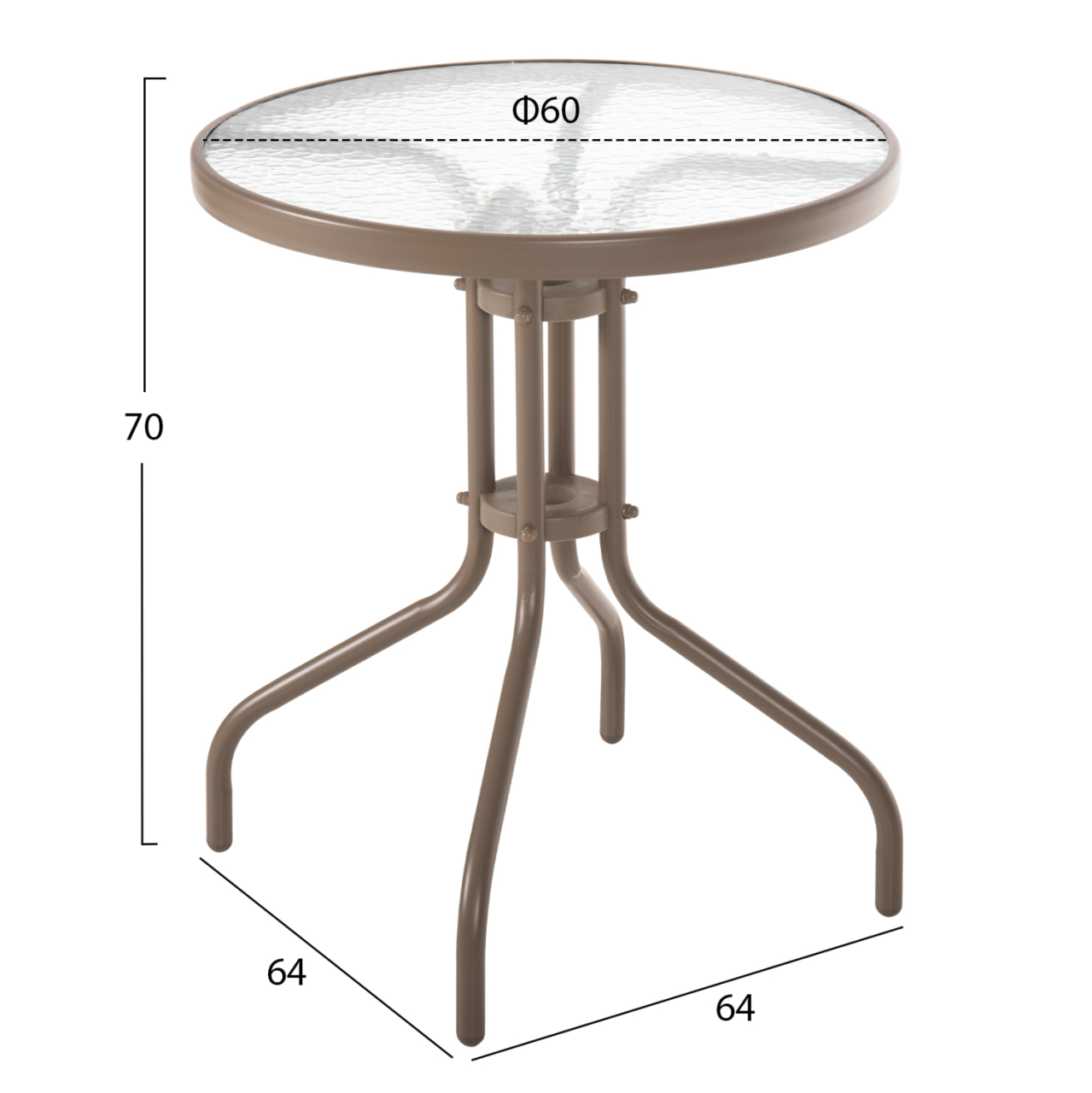 OUTDOOR ROUND TABLE LIMA HM5079.04 METAL IN CHAMPAGNE COLOR-GLASS TABLETOP Φ60x70Hcm [2]