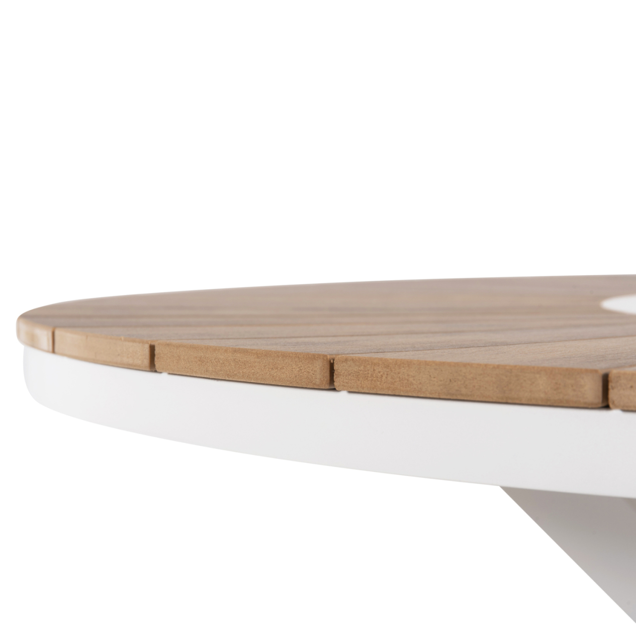 OUTDOOR ROUND TABLE MORIL HM6041.02 ALUMINUM IN WHITE-POLYWOOD IN NATURAL WOOD Φ120cm. [5]