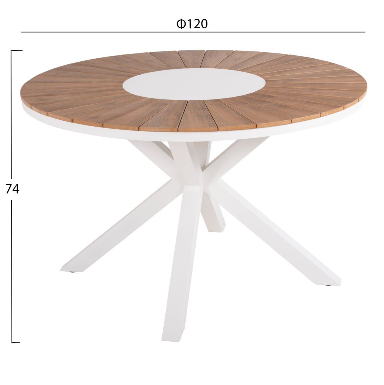 OUTDOOR ROUND TABLE MORIL HM6041.02 ALUMINUM IN WHITE-POLYWOOD IN NATURAL WOOD Φ120cm. [2]