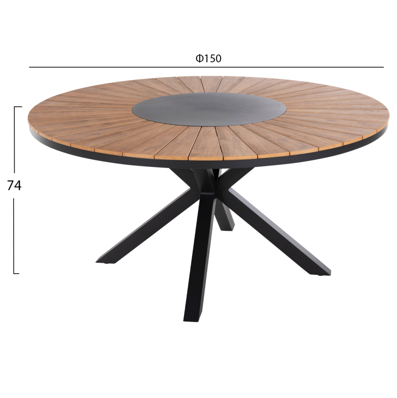 OUTDOOR ROUND TABLE MORIL HM6042.01 ALUMINUM IN ANTHRACITE-POLYWOOD IN NATURAL WOOD Φ150cm. [2]