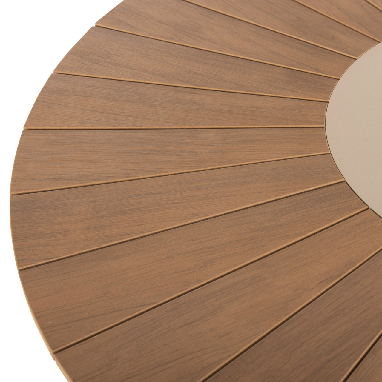 OUTDOOR ROUND TABLE MORIL HM6042.04 ALUMINUM IN CHAMPAGNE COLOR-POLYWOOD IN NATURAL WOOD Φ150cm. [5]