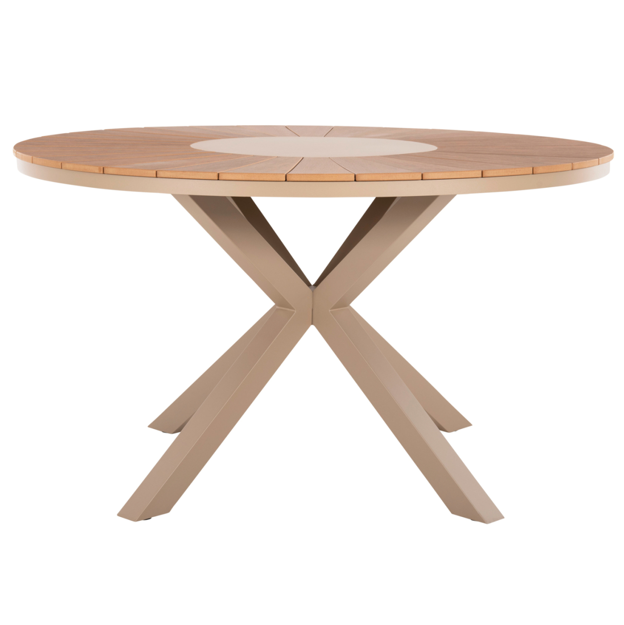 OUTDOOR ROUND TABLE MORIL HM6042.04 ALUMINUM IN CHAMPAGNE COLOR-POLYWOOD IN NATURAL WOOD Φ150cm. [3]