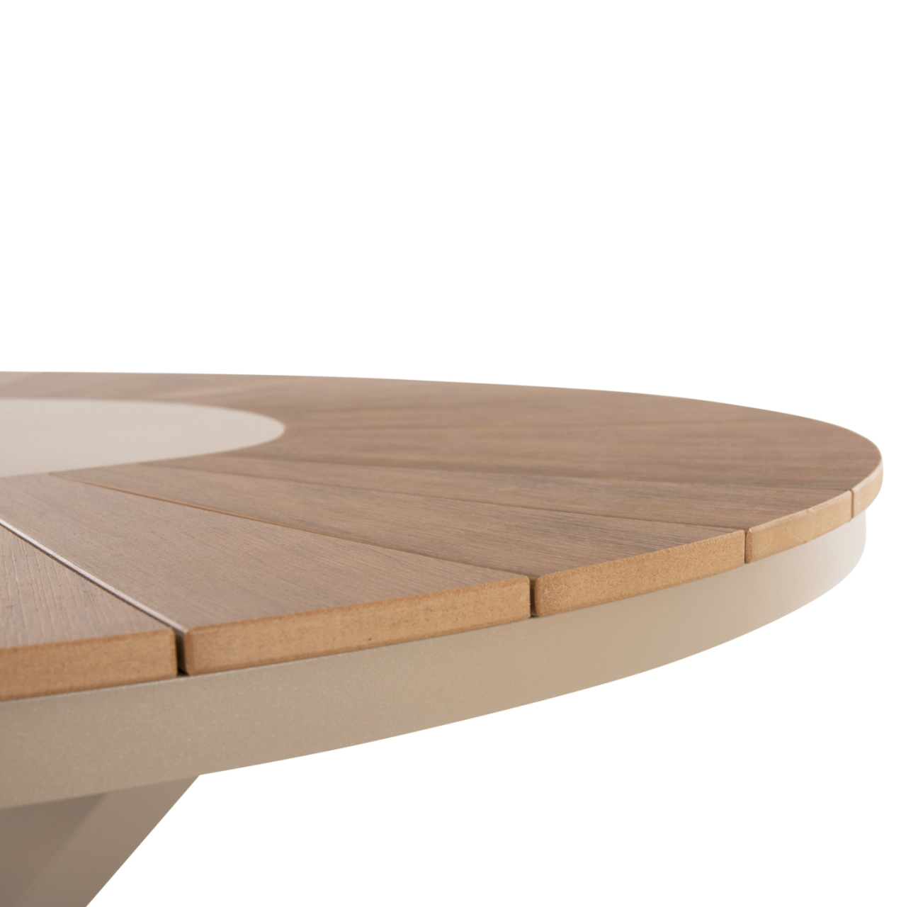 OUTDOOR ROUND TABLE MORIL HM6042.04 ALUMINUM IN CHAMPAGNE COLOR-POLYWOOD IN NATURAL WOOD Φ150cm. [6]