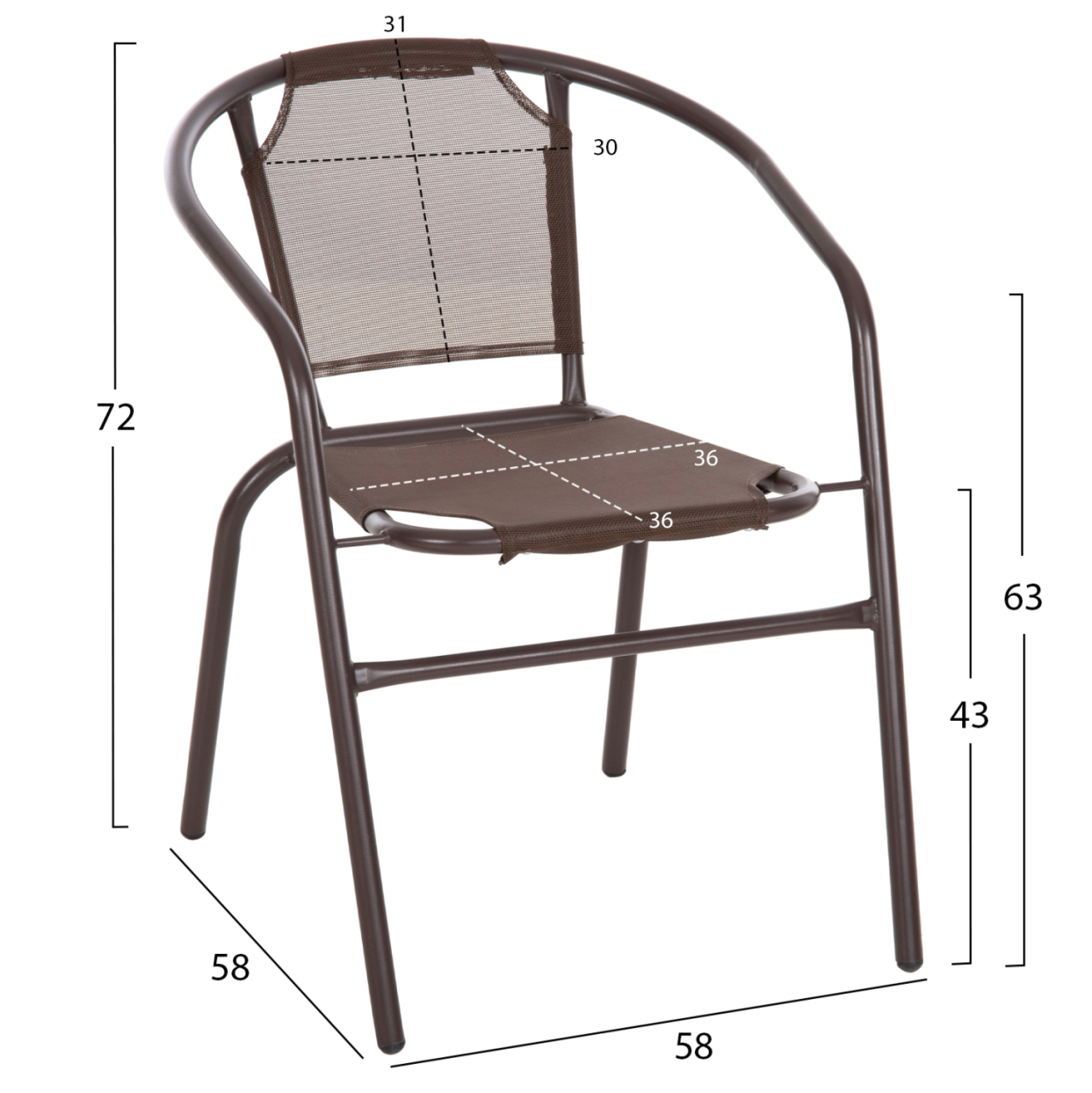 OUTDOOR SET 3PCS HM10712 BROWN METAL-SAFETY GLASS-BROWN TEXTILENE [3]