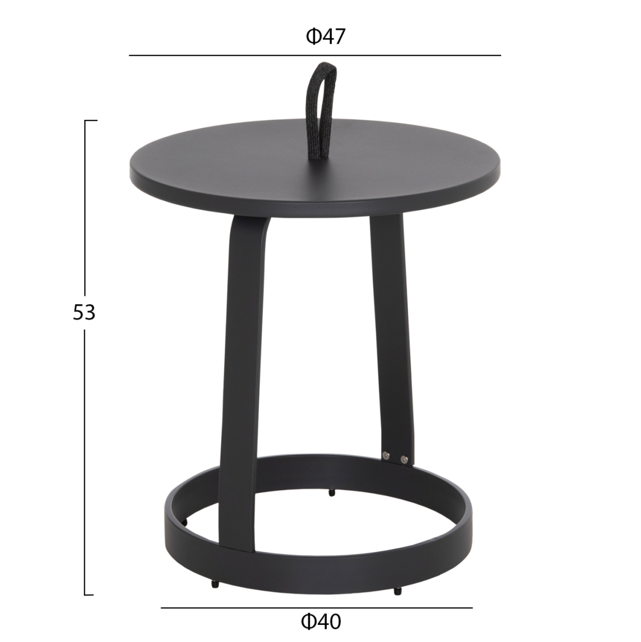 OUTDOOR SIDE TABLE MINO HM6433.01 ALUMINUM and ROPE IN GREY Φ47x53Hcm. [2]