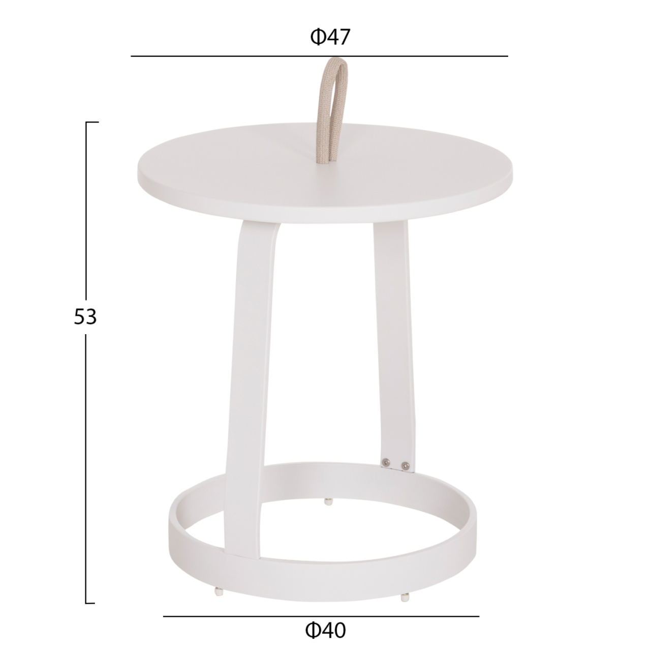 OUTDOOR SIDE TABLE MINO HM6433.02 ALUMINUM WHITE and ROPE BEIGE Φ47x53Hcm. [2]