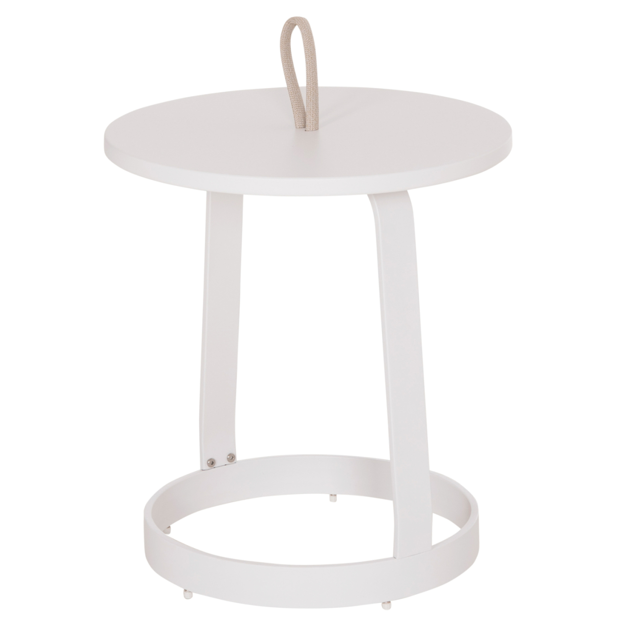 OUTDOOR SIDE TABLE MINO HM6433.02 ALUMINUM WHITE and ROPE BEIGE Φ47x53Hcm. [6]