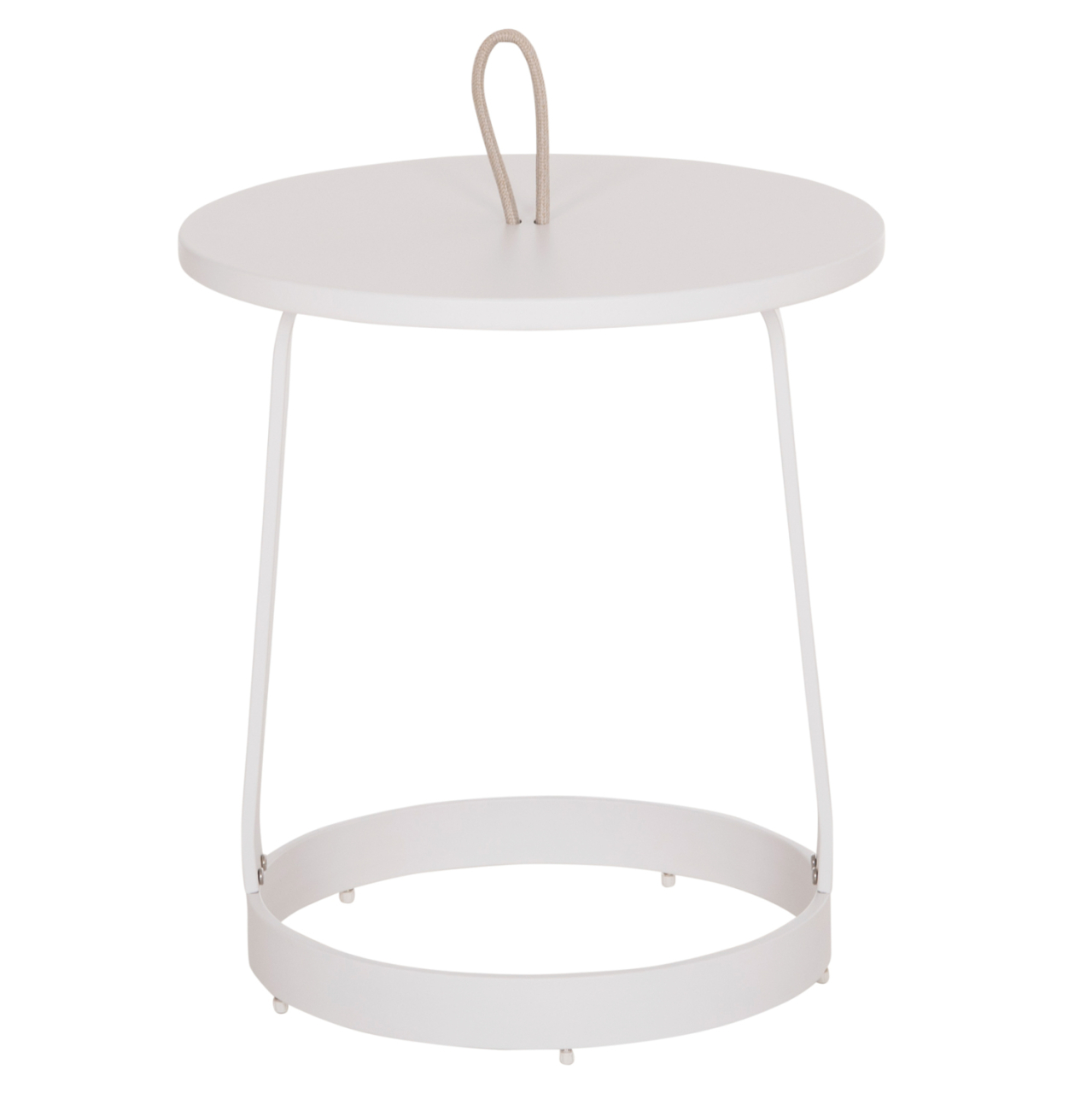OUTDOOR SIDE TABLE MINO HM6433.02 ALUMINUM WHITE and ROPE BEIGE Φ47x53Hcm. [3]