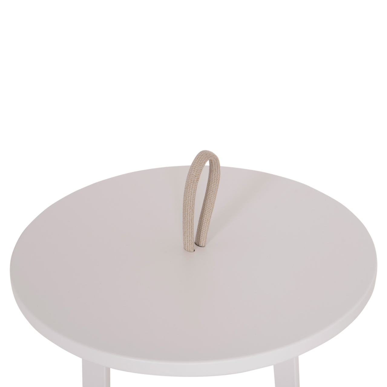 OUTDOOR SIDE TABLE MINO HM6433.02 ALUMINUM WHITE and ROPE BEIGE Φ47x53Hcm. [7]