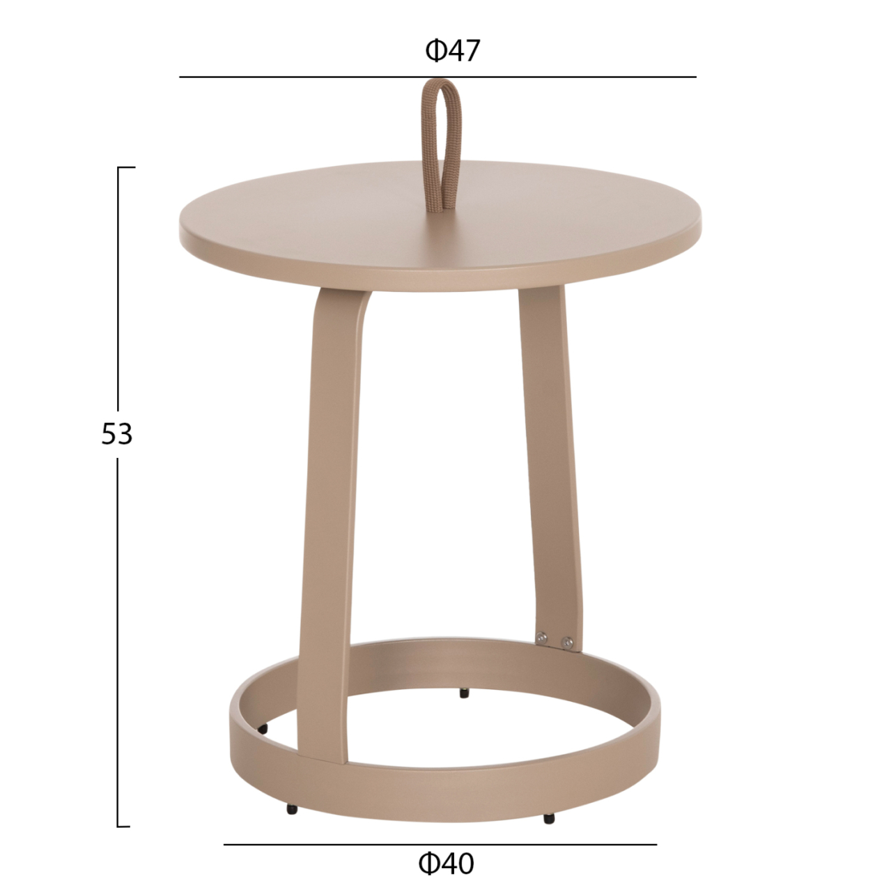 OUTDOOR SIDE TABLE MINO HM6433.03 ALUMINUM and ROPE IN CAPPUCCINO Φ47x53Hcm. [2]