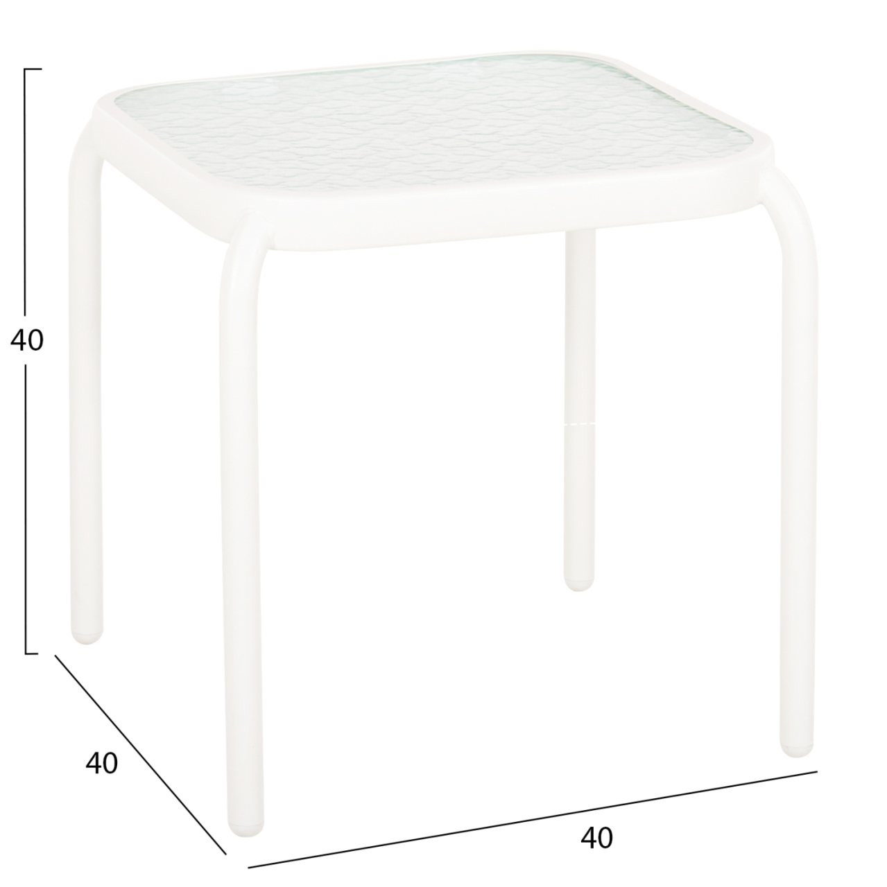 OUTDOOR SIDE TABLE SQUARE DIDO HM5975.02 METAL IN WHITE-GLASS 40x40x40Hcm. [2]