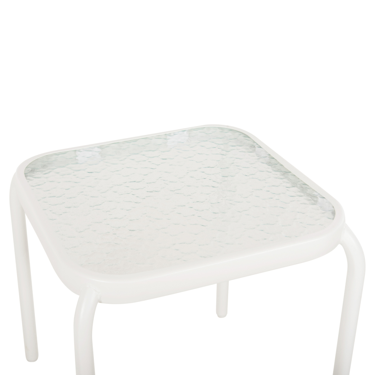 OUTDOOR SIDE TABLE SQUARE DIDO HM5975.02 METAL IN WHITE-GLASS 40x40x40Hcm. [4]