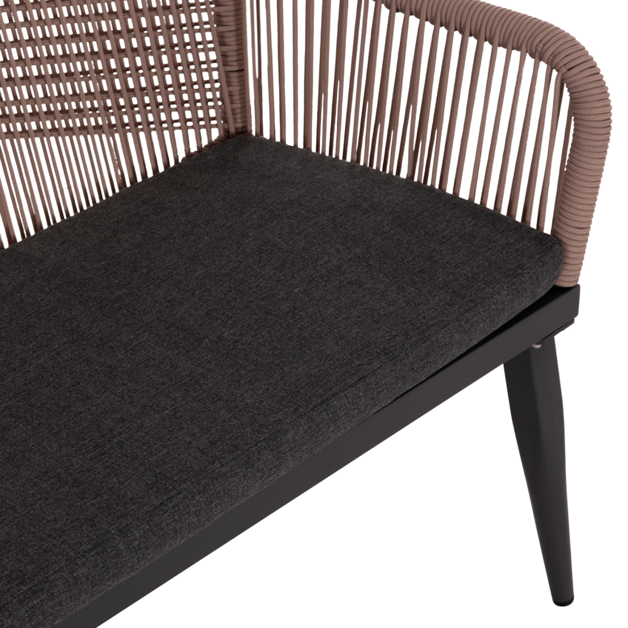 OUTDOOR SOFA 2-SEATER MYRTIA HM5550.12 ALUMINUM IN ANTHRACITE--TESLIN ROPE IN BEIGE 123x61x90Hcm. [7]