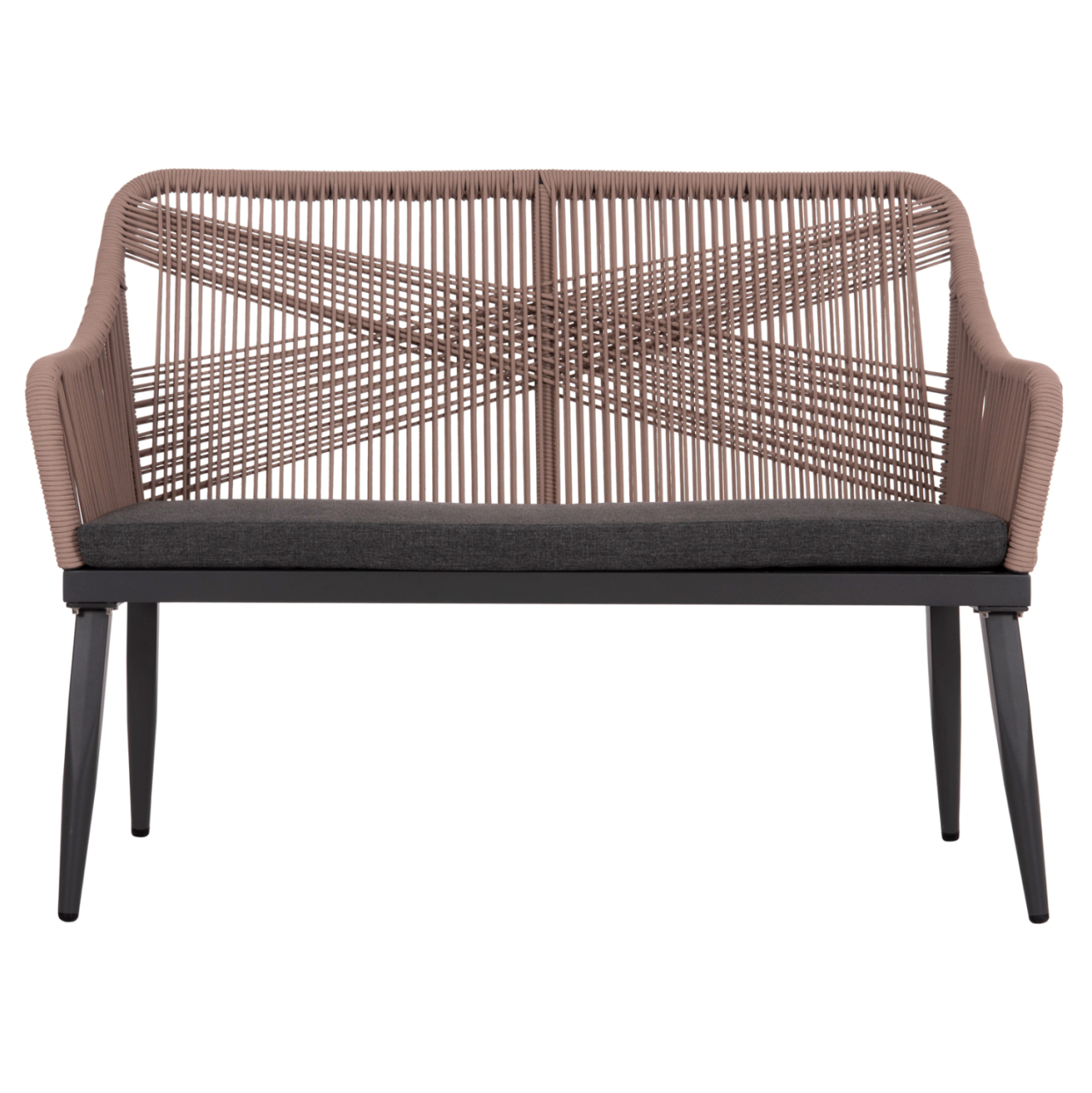 OUTDOOR SOFA 2-SEATER MYRTIA HM5550.12 ALUMINUM IN ANTHRACITE--TESLIN ROPE IN BEIGE 123x61x90Hcm. [3]