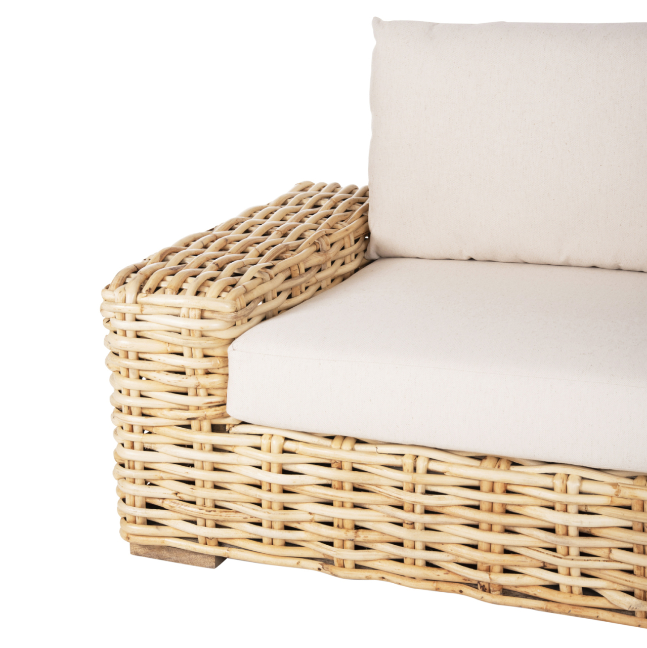OUTDOOR SOFA 2-SEATER TROPEL HM9809 MANGO WOOD-RATTAN NATURAL COLOR-WHITE CUSHIONS 192x88x70-85Hcm. [7]