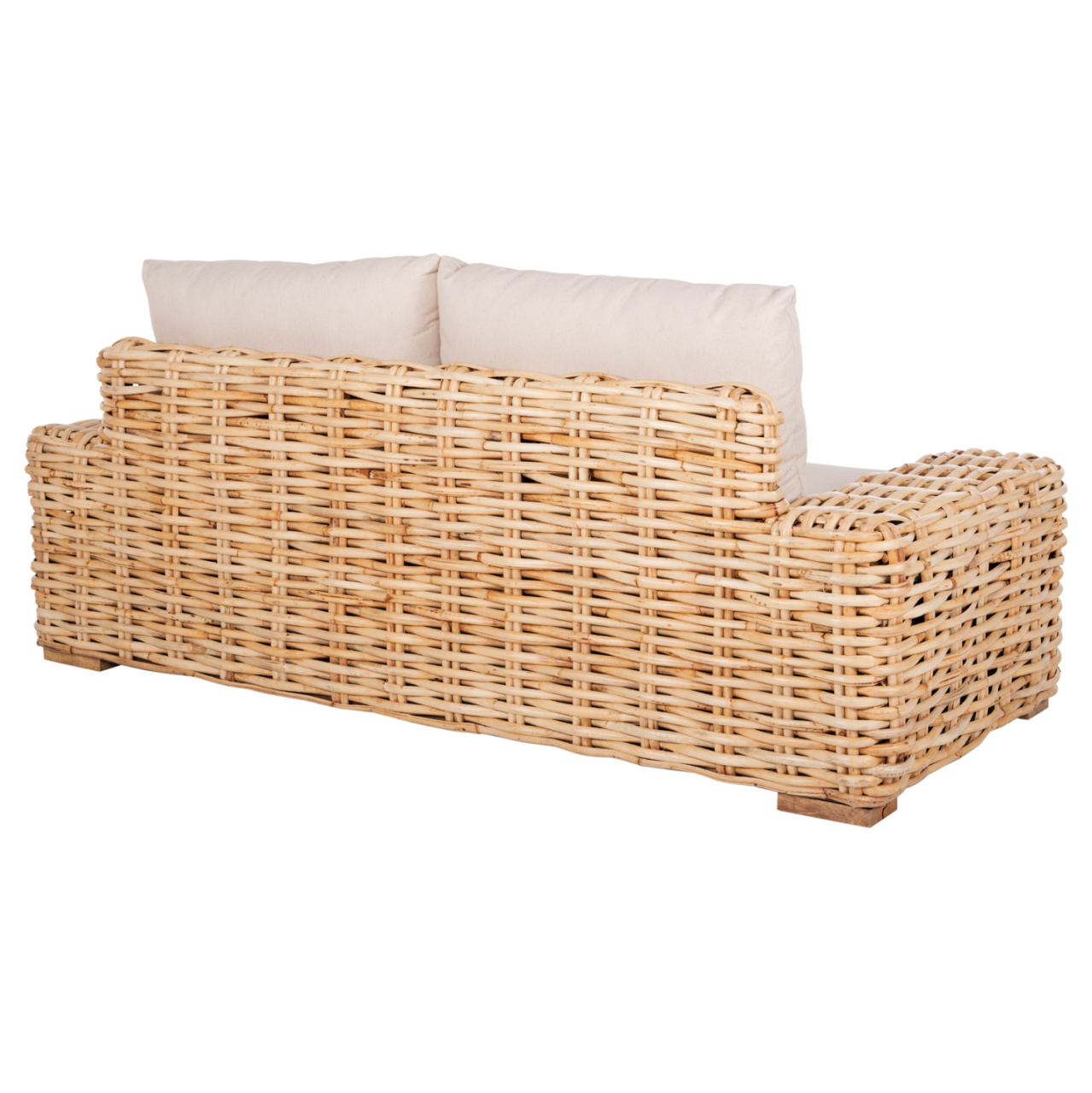 OUTDOOR SOFA 2-SEATER TROPEL HM9809 MANGO WOOD-RATTAN NATURAL COLOR-WHITE CUSHIONS 192x88x70-85Hcm. [5]