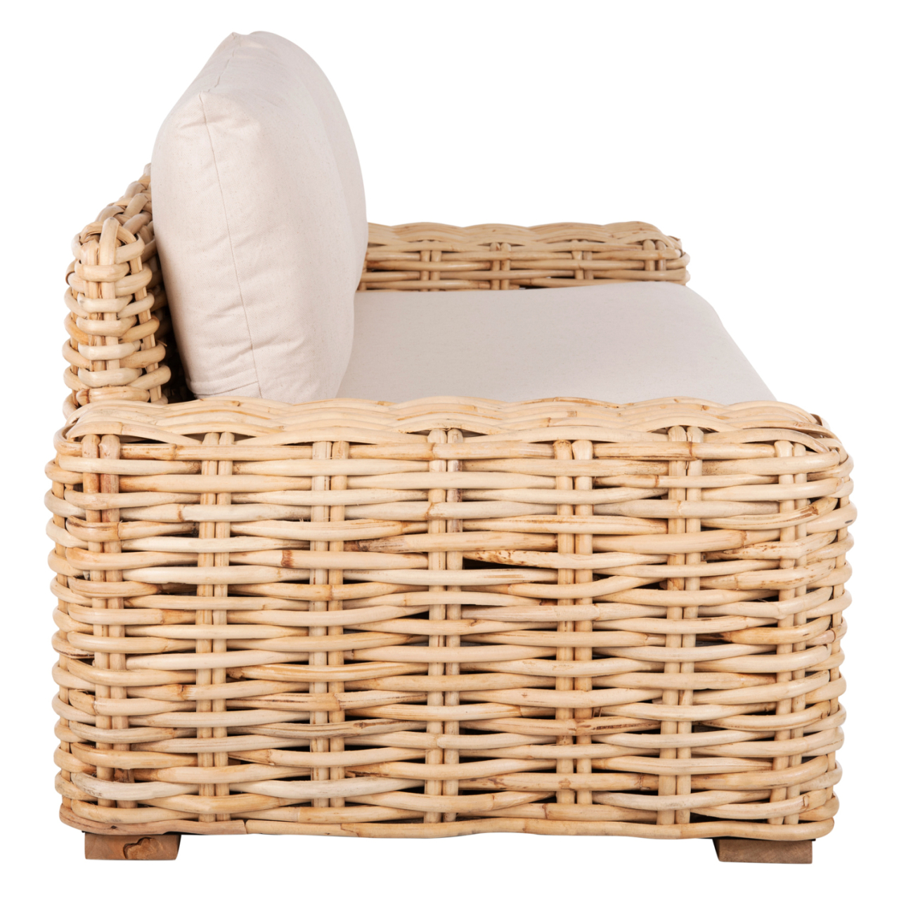OUTDOOR SOFA 2-SEATER TROPEL HM9809 MANGO WOOD-RATTAN NATURAL COLOR-WHITE CUSHIONS 192x88x70-85Hcm. [4]