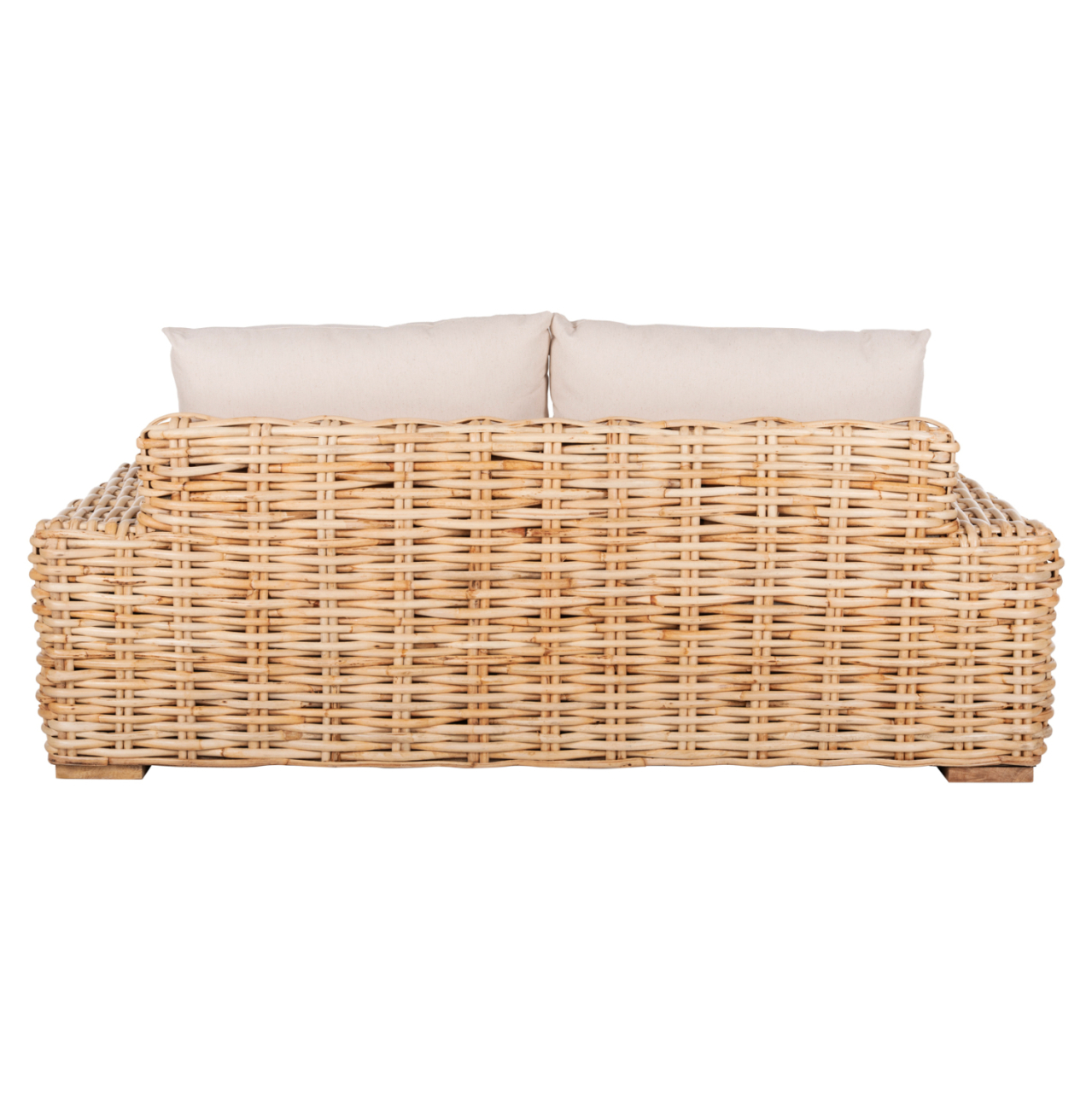 OUTDOOR SOFA 2-SEATER TROPEL HM9809 MANGO WOOD-RATTAN NATURAL COLOR-WHITE CUSHIONS 192x88x70-85Hcm. [6]