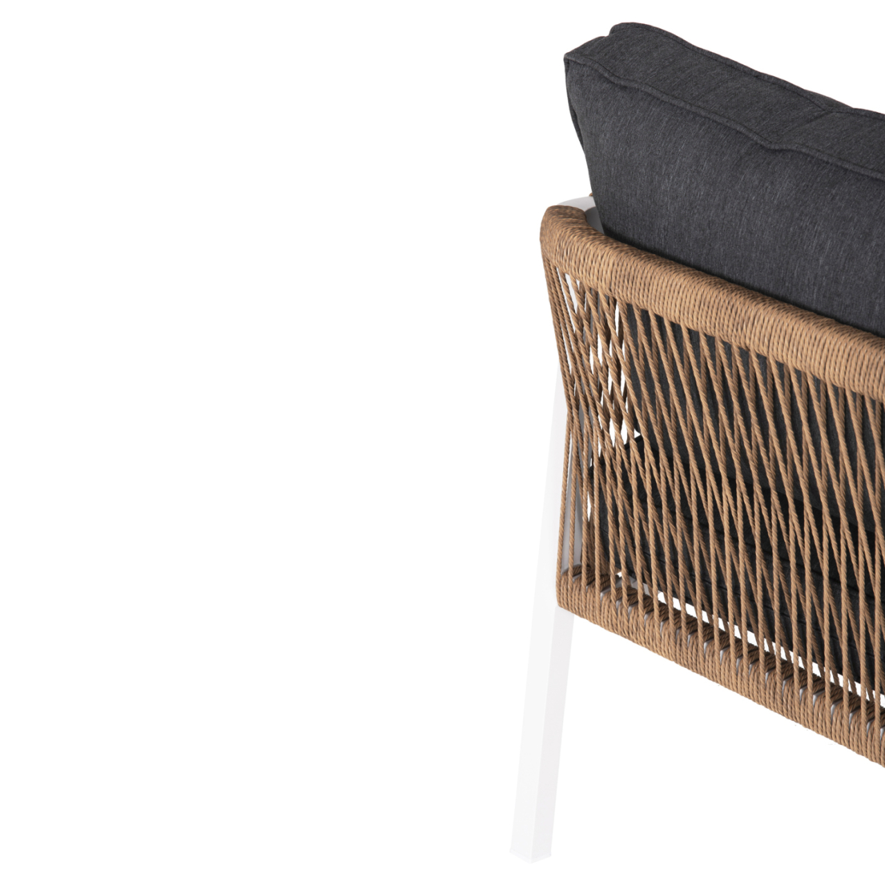 OUTDOOR SOFA 3-SEATER MAERLY HM6055.01 ALUMINUM IN WHITE-DARK BEIGE SYNTHETIC ROPE-ANTHRACITE CUSHIONS [8]