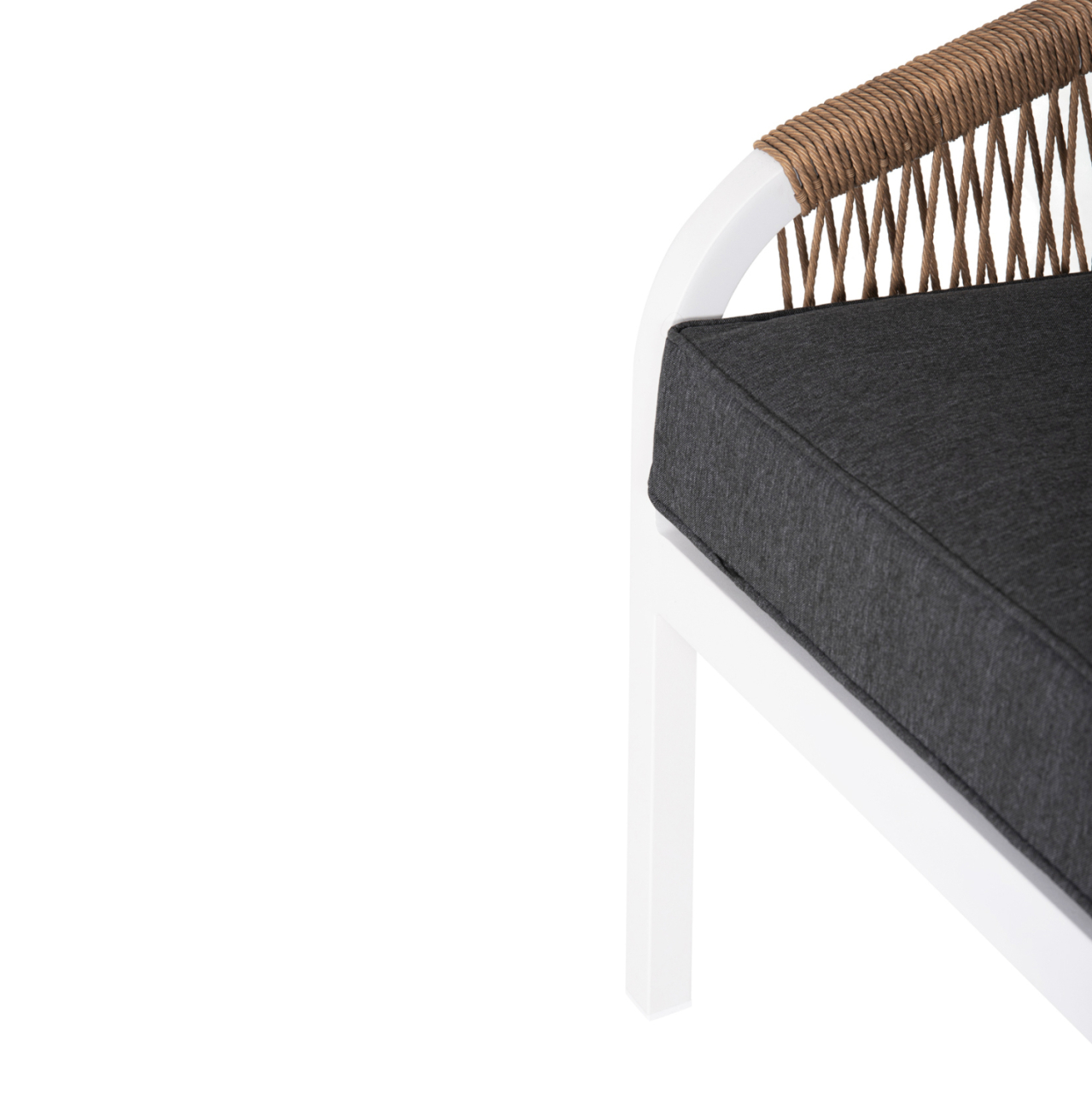 OUTDOOR SOFA 3-SEATER MAERLY HM6055.01 ALUMINUM IN WHITE-DARK BEIGE SYNTHETIC ROPE-ANTHRACITE CUSHIONS [9]