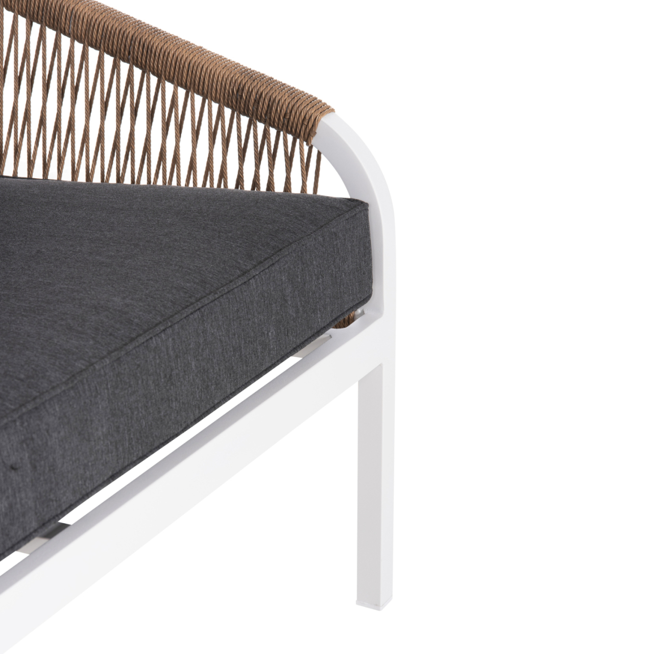 OUTDOOR SOFA 3-SEATER MAERLY HM6055.01 ALUMINUM IN WHITE-DARK BEIGE SYNTHETIC ROPE-ANTHRACITE CUSHIONS [10]