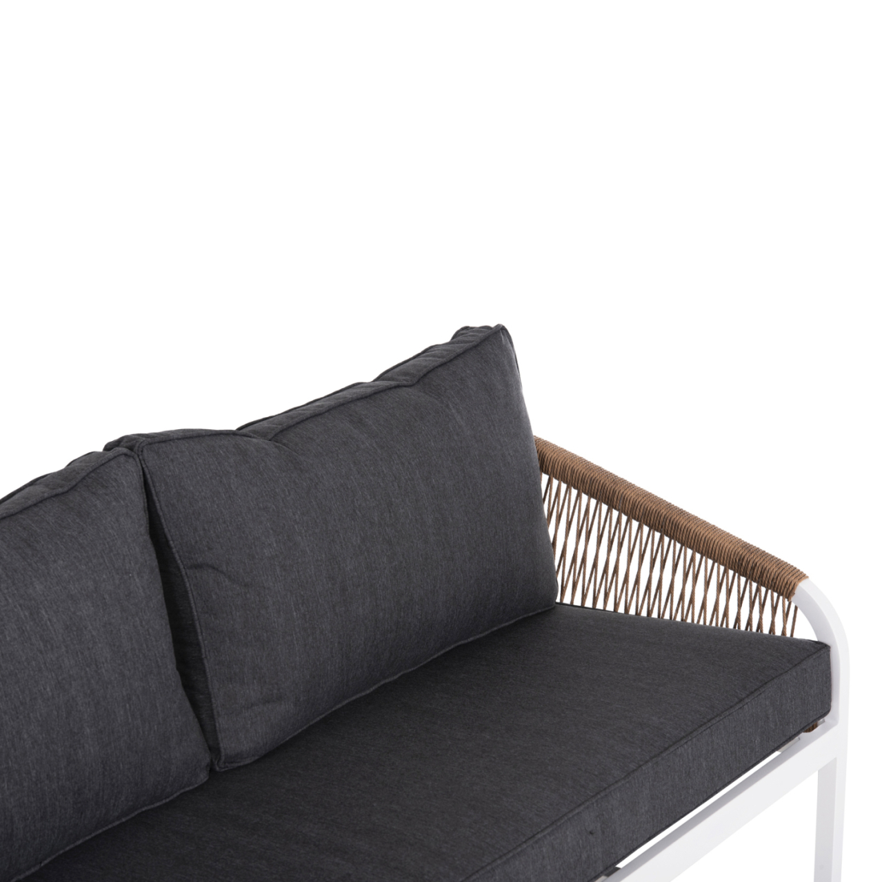 OUTDOOR SOFA 3-SEATER MAERLY HM6055.01 ALUMINUM IN WHITE-DARK BEIGE SYNTHETIC ROPE-ANTHRACITE CUSHIONS [7]