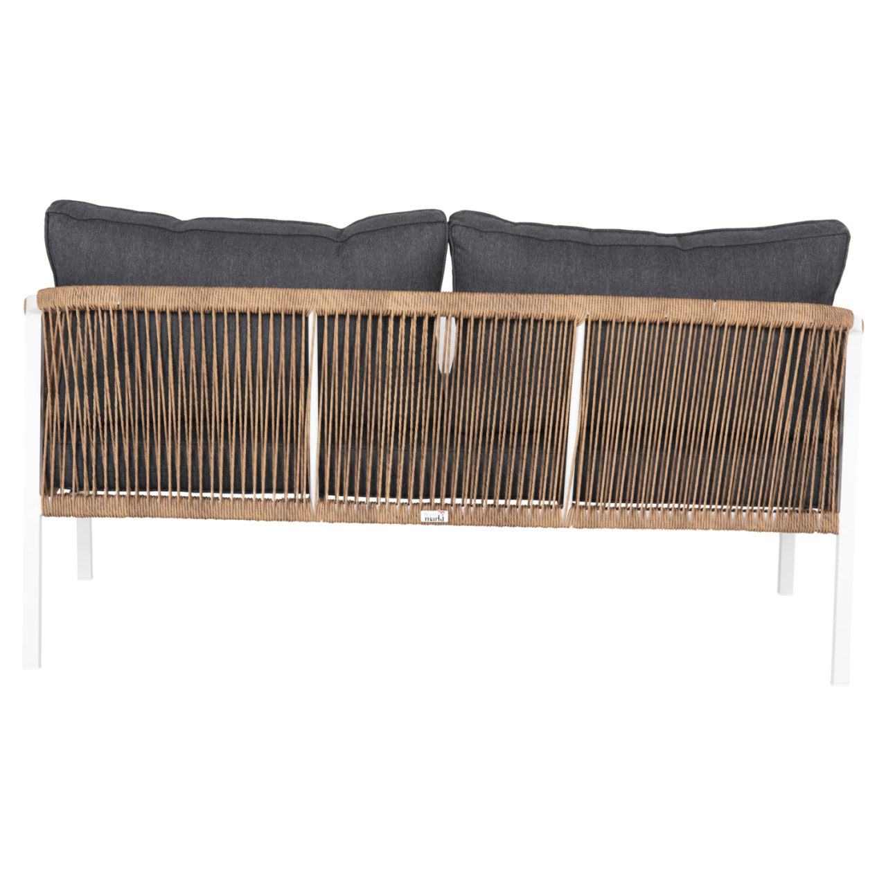 OUTDOOR SOFA 3-SEATER MAERLY HM6055.01 ALUMINUM IN WHITE-DARK BEIGE SYNTHETIC ROPE-ANTHRACITE CUSHIONS [6]