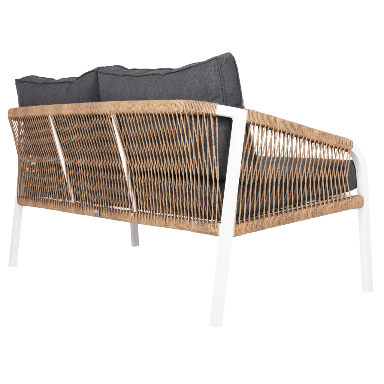 OUTDOOR SOFA 3-SEATER MAERLY HM6055.01 ALUMINUM IN WHITE-DARK BEIGE SYNTHETIC ROPE-ANTHRACITE CUSHIONS [5]