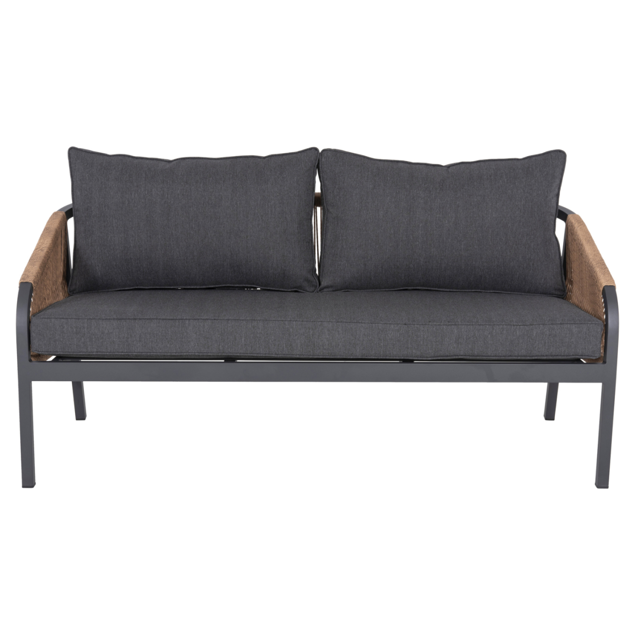 OUTDOOR SOFA 3-SEATER MAERLY HM6055.03 ALUMINUM IN ANTHRACITE-DARK BEIGE SYNTHETIC ROPE-ANTHRACITE CUSHIONS [3]