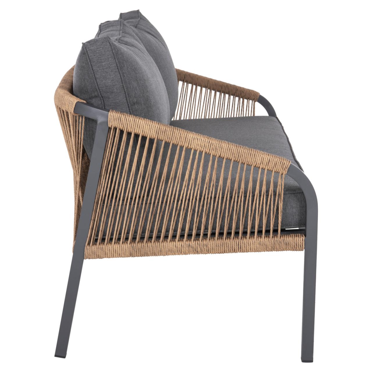 OUTDOOR SOFA 3-SEATER MAERLY HM6055.03 ALUMINUM IN ANTHRACITE-DARK BEIGE SYNTHETIC ROPE-ANTHRACITE CUSHIONS [4]