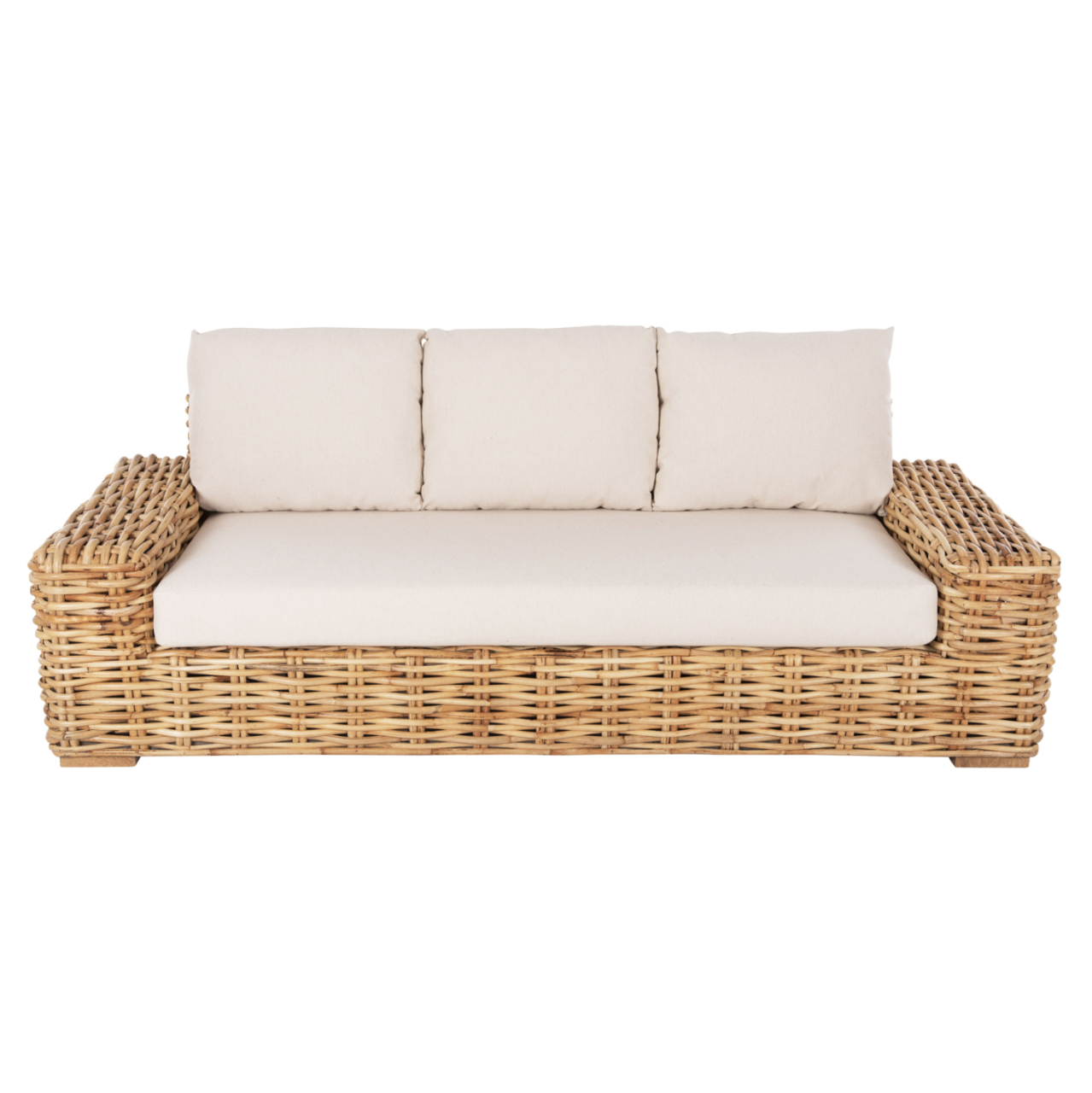 OUTDOOR SOFA 3-SEATER TROPEL HM9808 MANGO WOOD-RATTAN NATURAL COLOR-WHITE CUSHIONS 216x88x70-85Hcm. [3]
