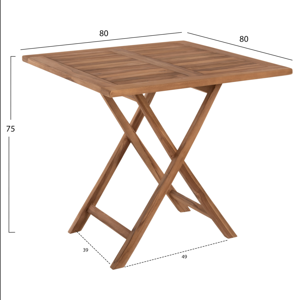 OUTDOOR SQUARE DINING TABLE KENDALL HM9544 FOLDABLE-TEAK WOOD IN NATURAL COLOR 80x80x75Hcm. [2]