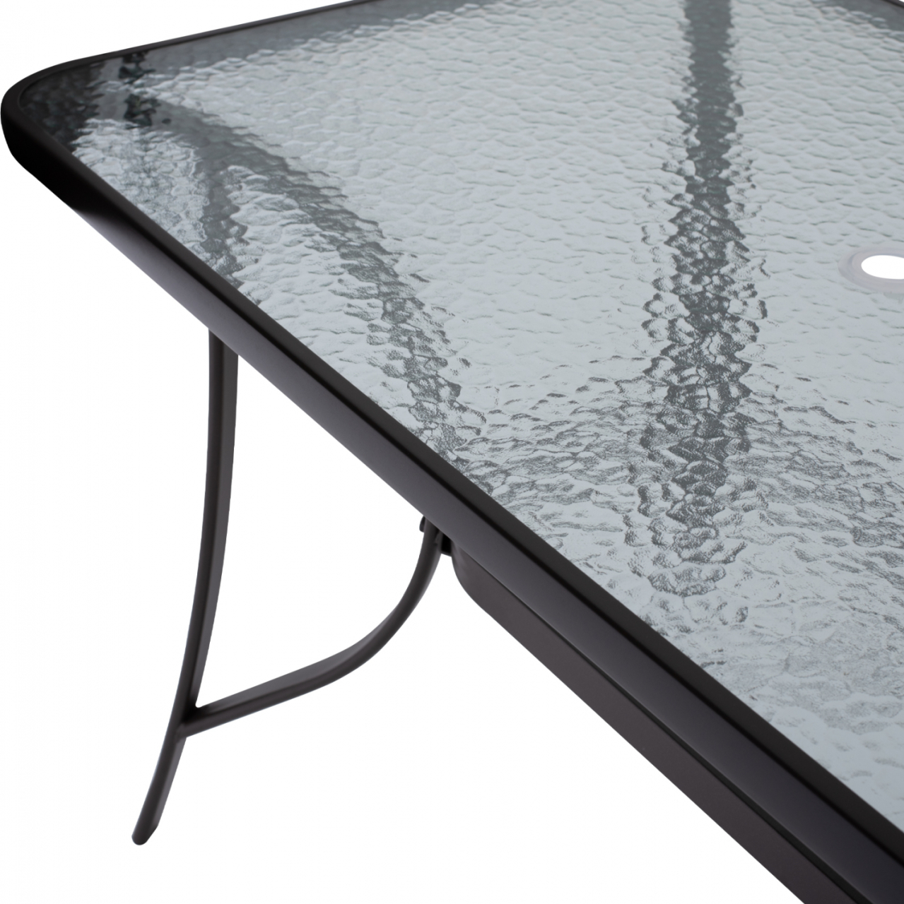 OUTDOOR TABLE BROWN METAL GLASS TOP WITH UMBRELLA HOLE 120Χ70Χ72Hcm.HM5021.12 [8]