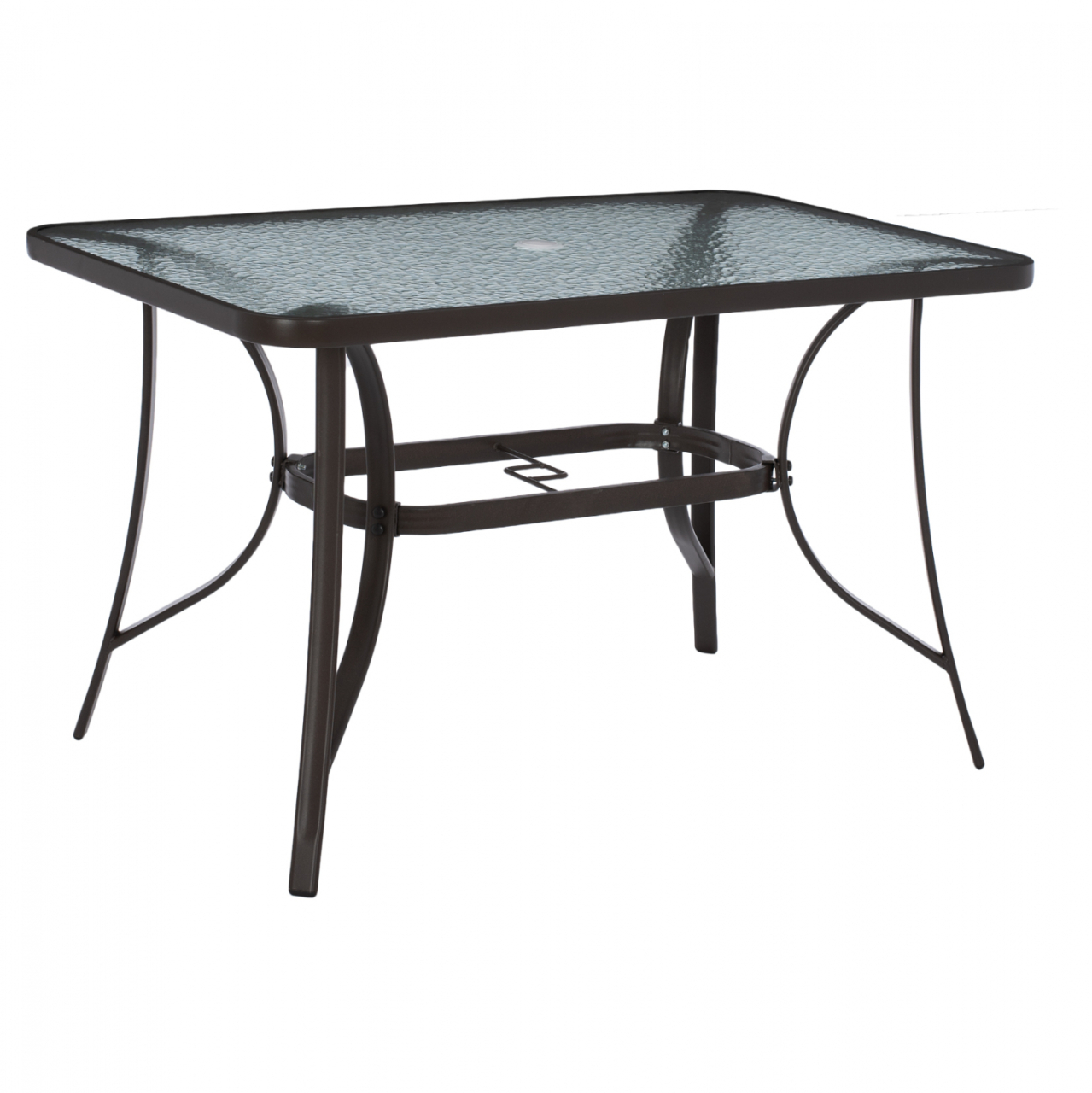 OUTDOOR TABLE BROWN METAL GLASS TOP WITH UMBRELLA HOLE 120Χ70Χ72Hcm.HM5021.12 [3]