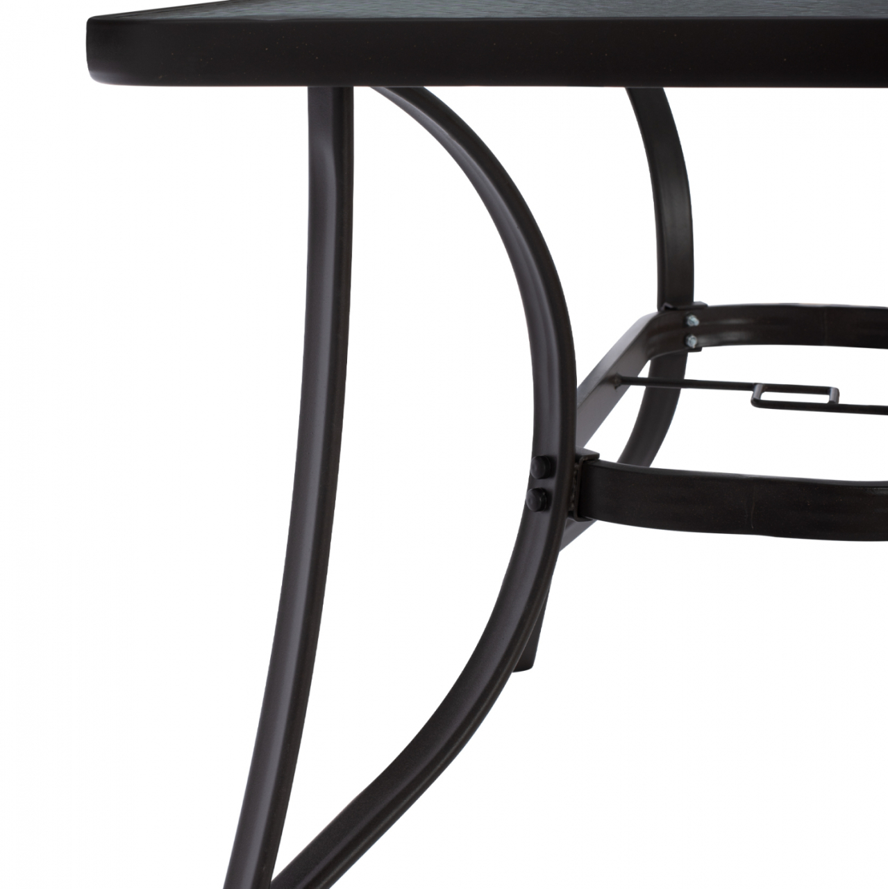 OUTDOOR TABLE BROWN METAL GLASS TOP WITH UMBRELLA HOLE 120Χ70Χ72Hcm.HM5021.12 [6]