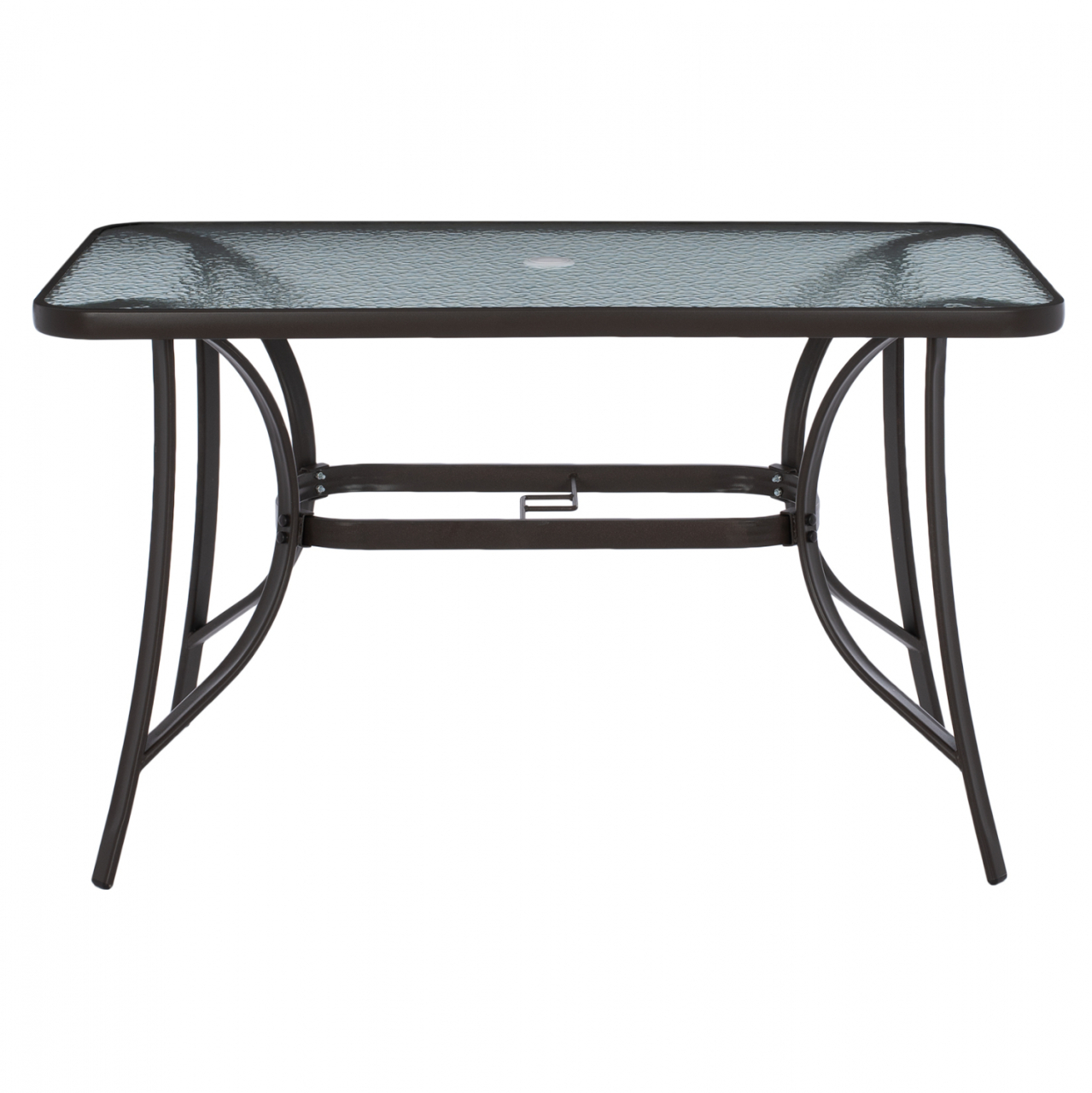 OUTDOOR TABLE BROWN METAL GLASS TOP WITH UMBRELLA HOLE 120Χ70Χ72Hcm.HM5021.12 [4]