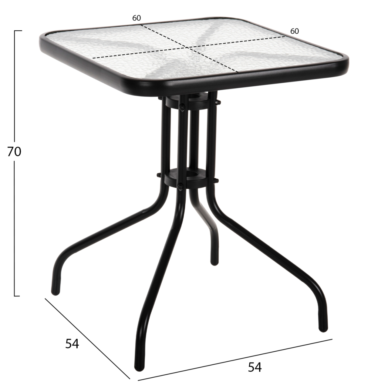 OUTDOOR TABLE SQUARE FIGO HM5035.03 BLACK METAL-GLASS TABLETOP 60Χ60Χ70Hcm [2]