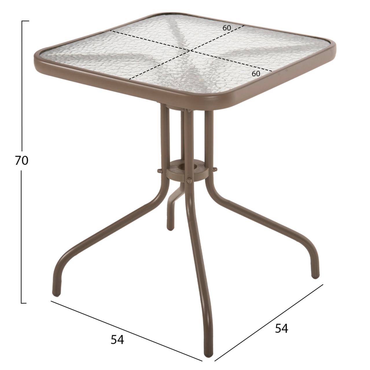OUTDOOR TABLE SQUARE FIGO HM5035.04 CHAMPAGNE METAL-GLASS TABLETOP 60Χ60Χ70Hcm [2]