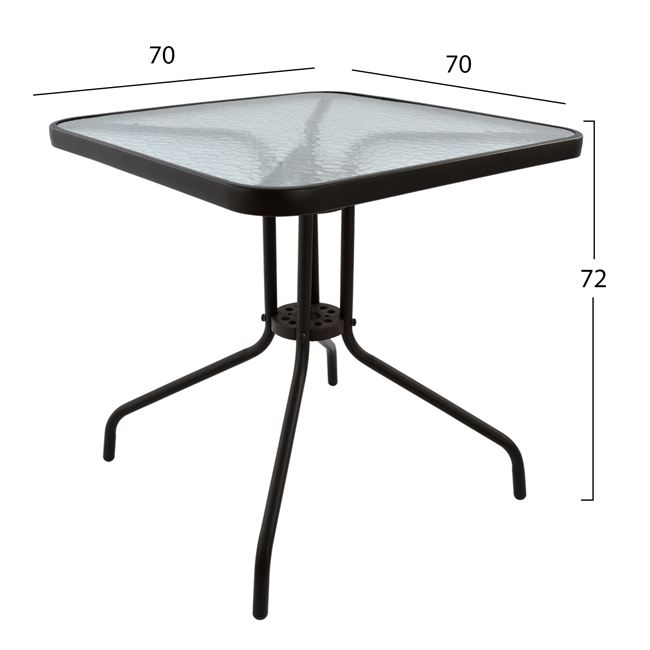 OUTDOOR TABLE SQUARE FIGO HM5036.02 BROWN METAL-GLASS TABLETOP 70Χ70Χ72Hcm [2]