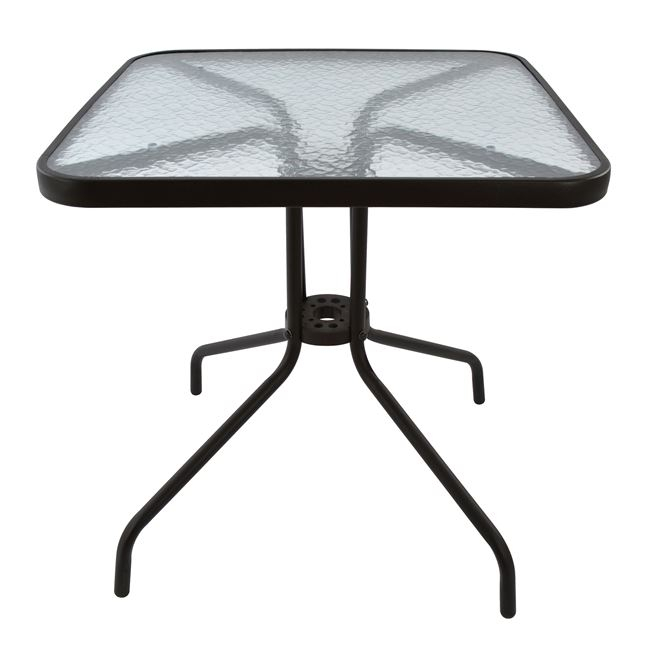 OUTDOOR TABLE SQUARE FIGO HM5036.02 BROWN METAL-GLASS TABLETOP 70Χ70Χ72Hcm [3]