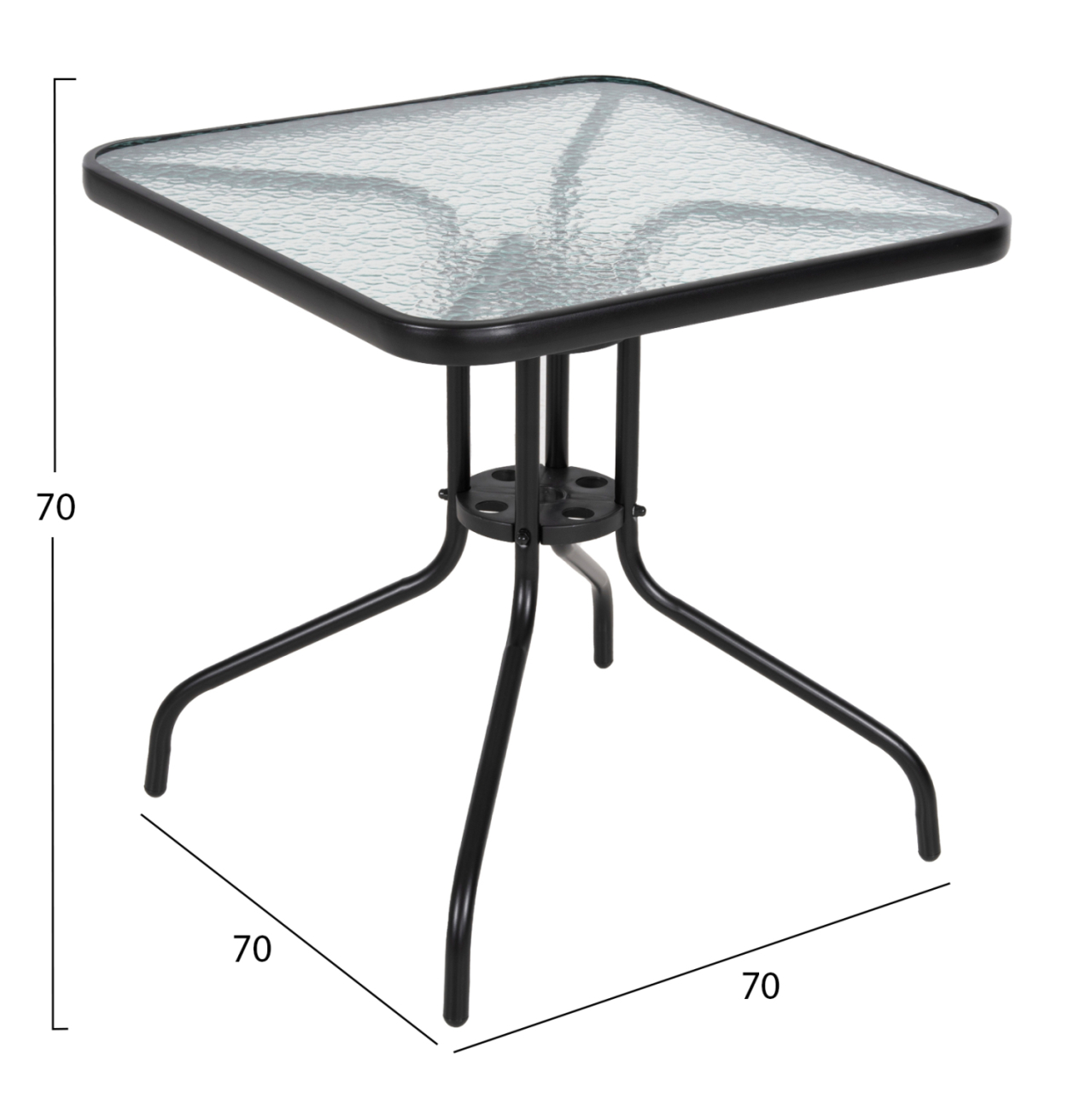 OUTDOOR TABLE SQUARE FIGO HM5036.03 BLACK METAL-GLASS TABLETOP 70Χ70Χ70Hcm [2]