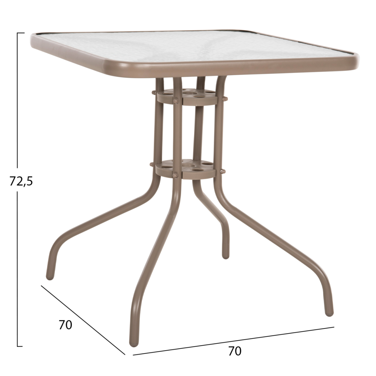 OUTDOOR TABLE SQUARE FIGO HM5036.04 CHAMPAGNE METAL-GLASS TABLETOP 70Χ70Χ72.5Hcm [2]