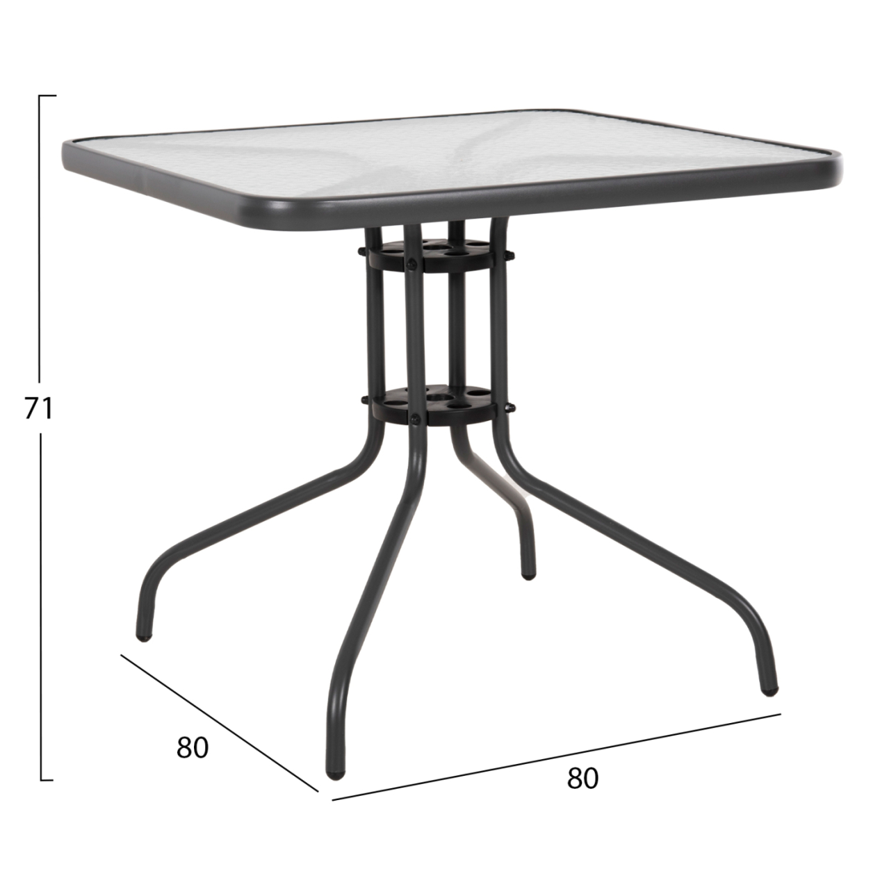 OUTDOOR TABLE SQUARE FIGO HM5972.01 GREY METAL-GLASS TABLETOP 80Χ80Χ71Hcm [2]